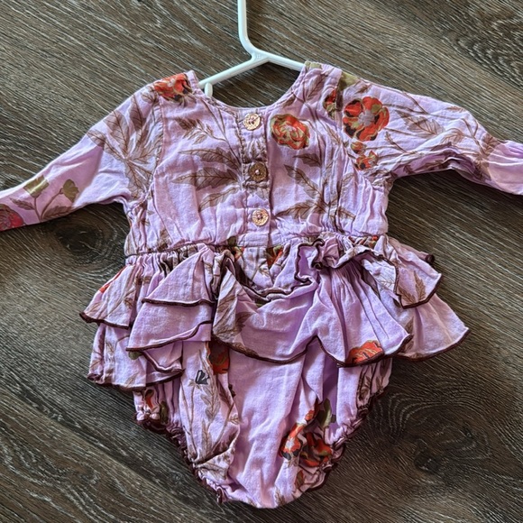 Pink Chicken Lilac Floral Ruffle One Piece - Picture 2 of 3